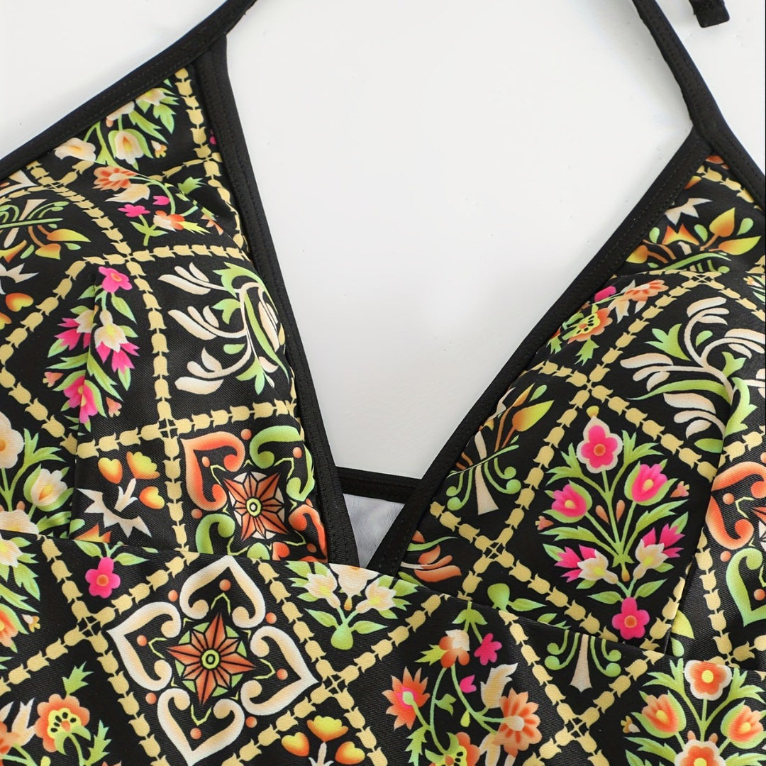 Women One-Piece Swimsuit with Fashionable Floral Design Mune Fashion