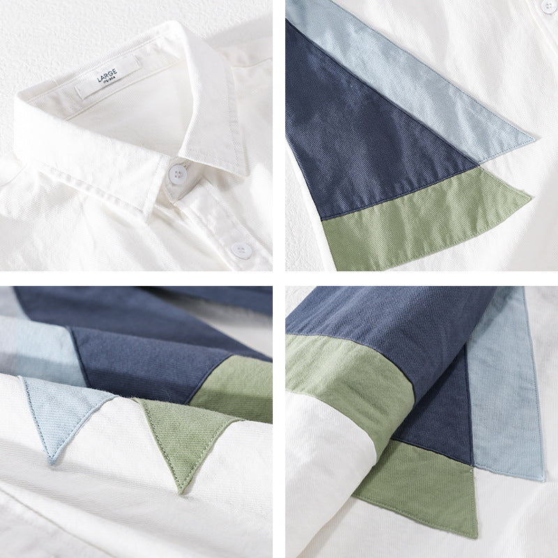 Men's colorblock shirt made of cotton blend with long sleeves and contrasting panels Mune Fashion