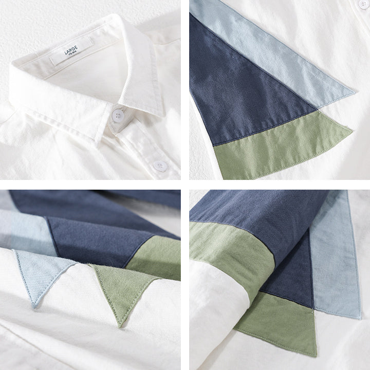 Men's colorblock shirt made of cotton blend with long sleeves and contrasting panels Mune Fashion