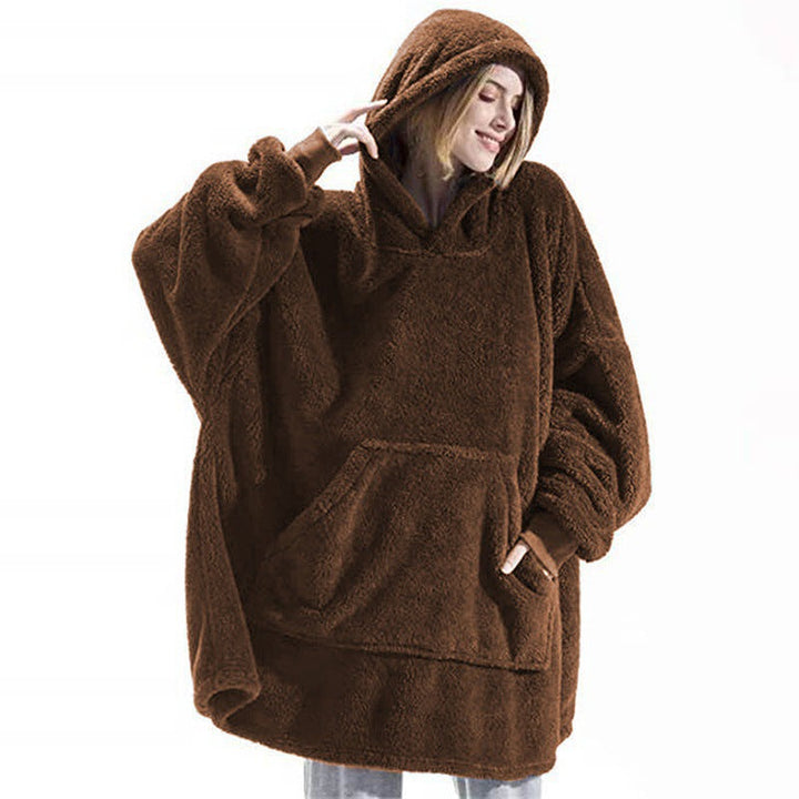 Women's Oversized Fleece Hoodie with Kangaroo Pocket and Hood Mune