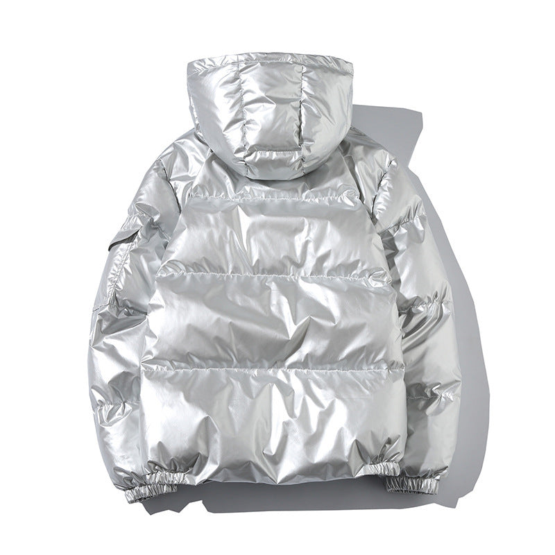 Men's High-Gloss Padded Hooded Jacket with Quilting and Thermo-Filling Mune Fashion