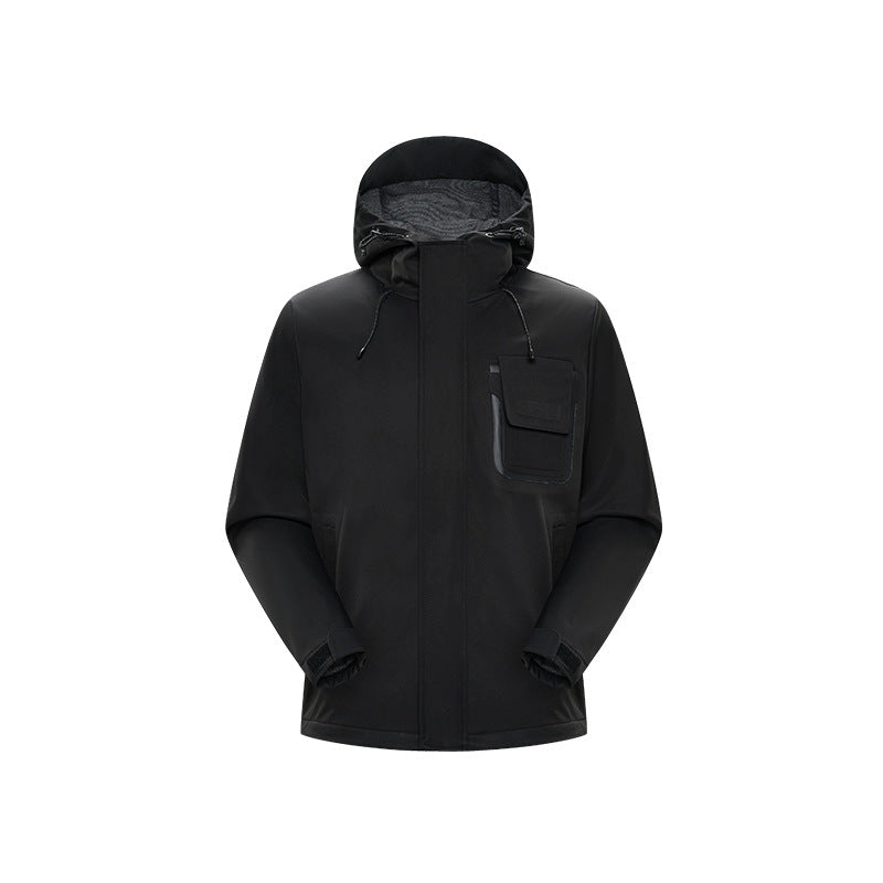 Men's Technical Functional Jacket with Hood, Water-Repellent Softshell and Chest Flap Pocket Mune Fashion