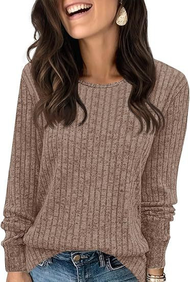 Women's Structured Ribbed Knit Sweater with Round Neck, Casual Silhouette and Soft Cuffs Mune Fashion
