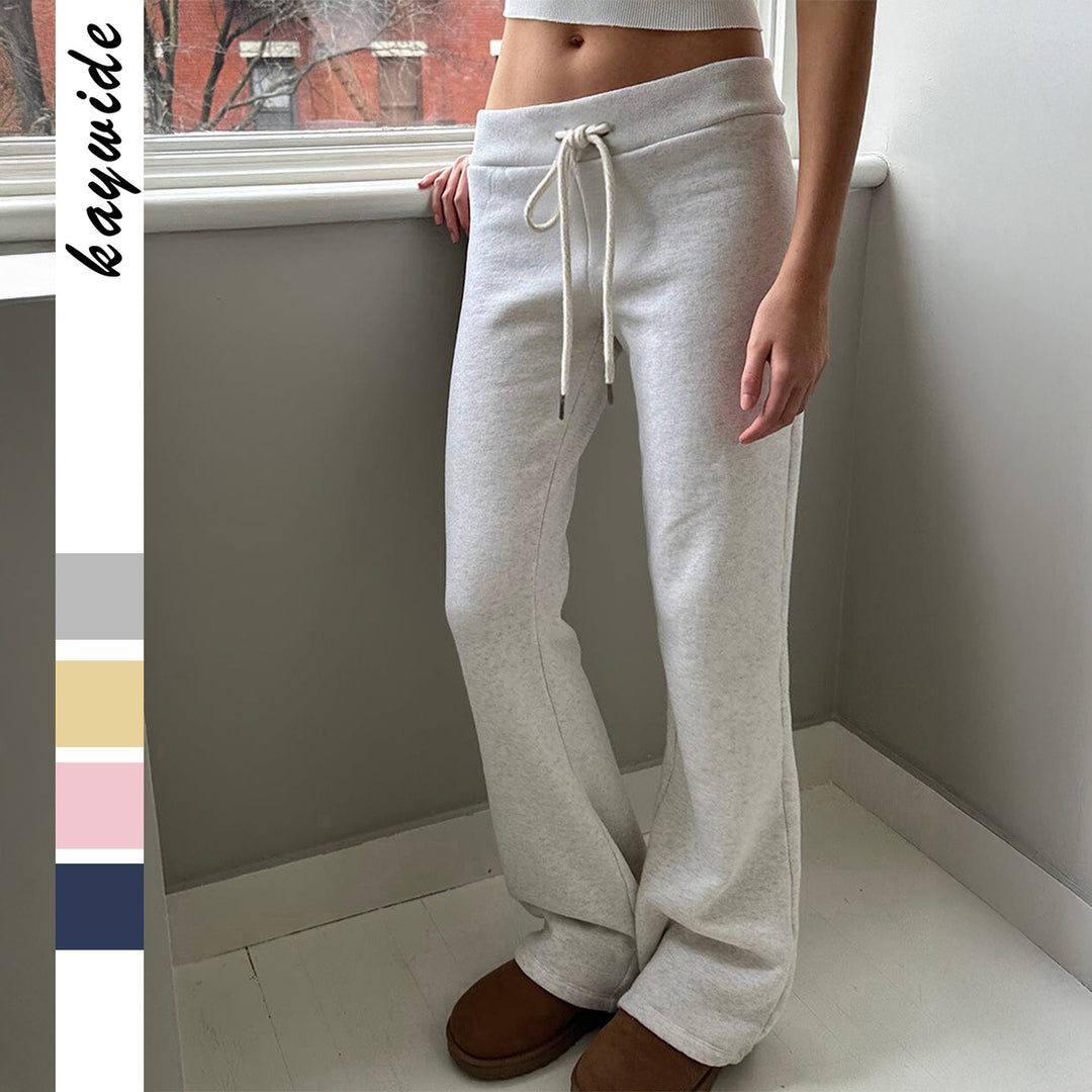 Women's high-waisted lounge pants with drawstring, flared leg, and soft sweat material Mune Fashion