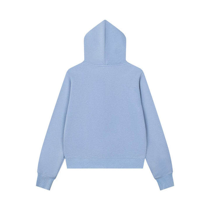 Women’s Hooded Sweat Jacket with Military Button Decoration and Full-Length Zipper Mune Fashion