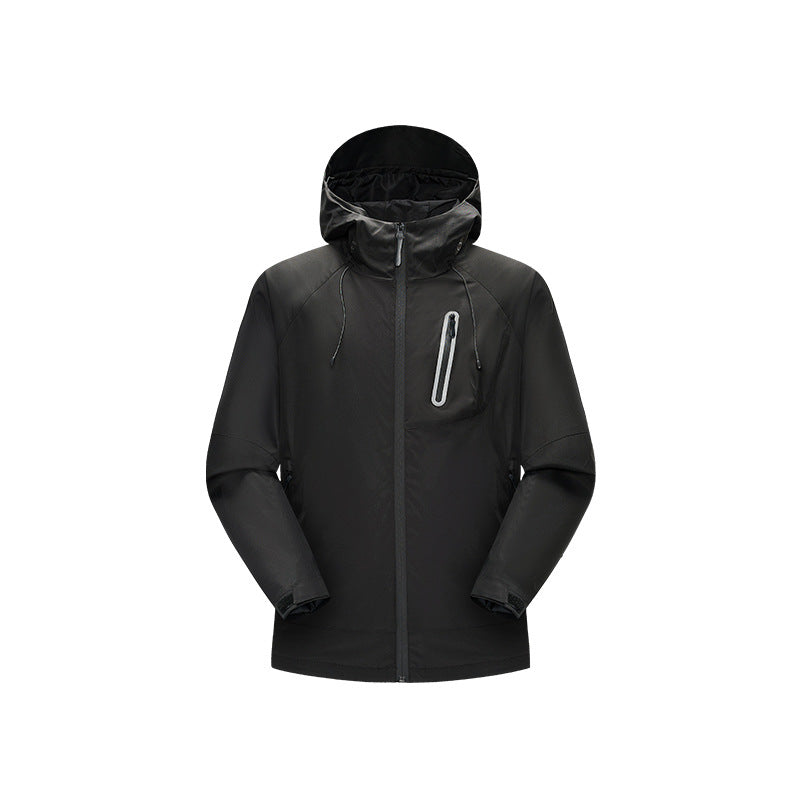 Men's Waterproof Softshell Rain Jacket with Adjustable Hood and Chest Zip Drune