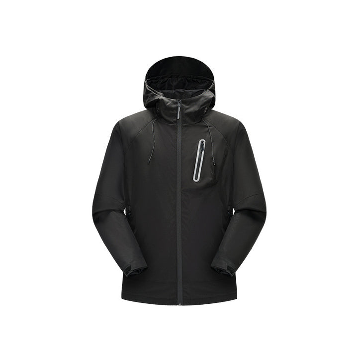 Men's Waterproof Softshell Rain Jacket with Adjustable Hood and Chest Zip Drune