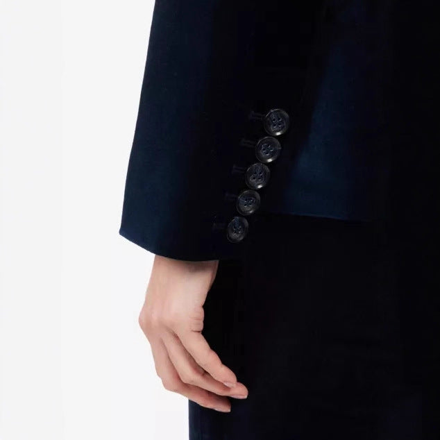 Women velvet blazer with tailored silhouette and lapel collar Drune