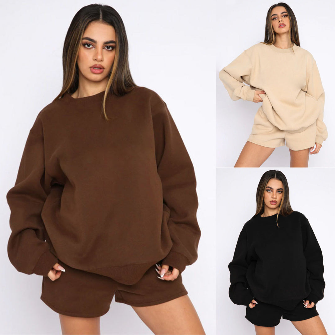 Women's oversized sweatshirt and shorts home set made of soft terry Mune Fashion