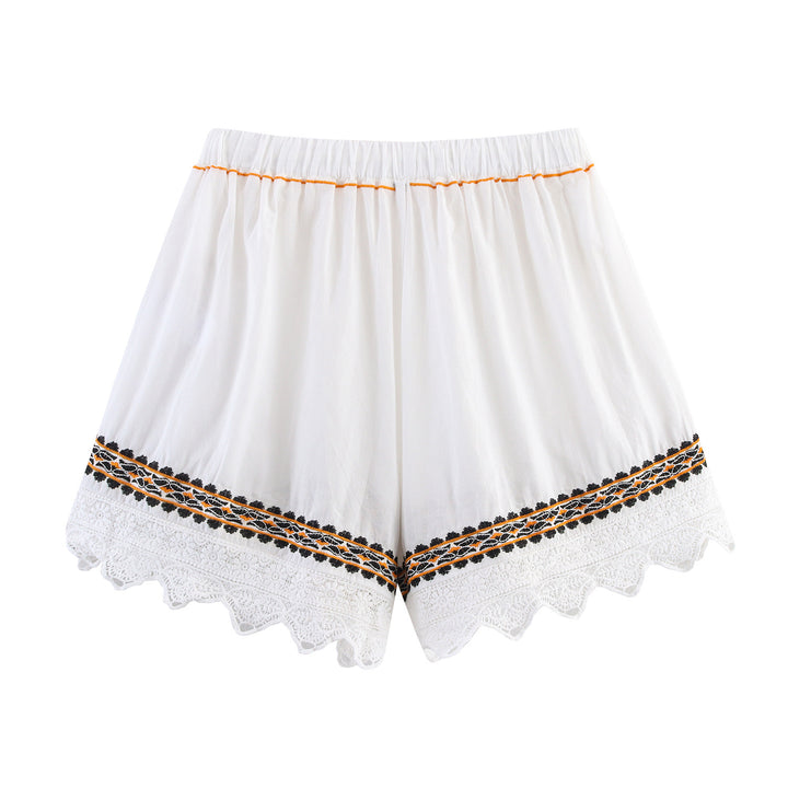 Women's Embroidered Boho Blouse with Wide Bell Sleeves and Lace Hem Mune Fashion