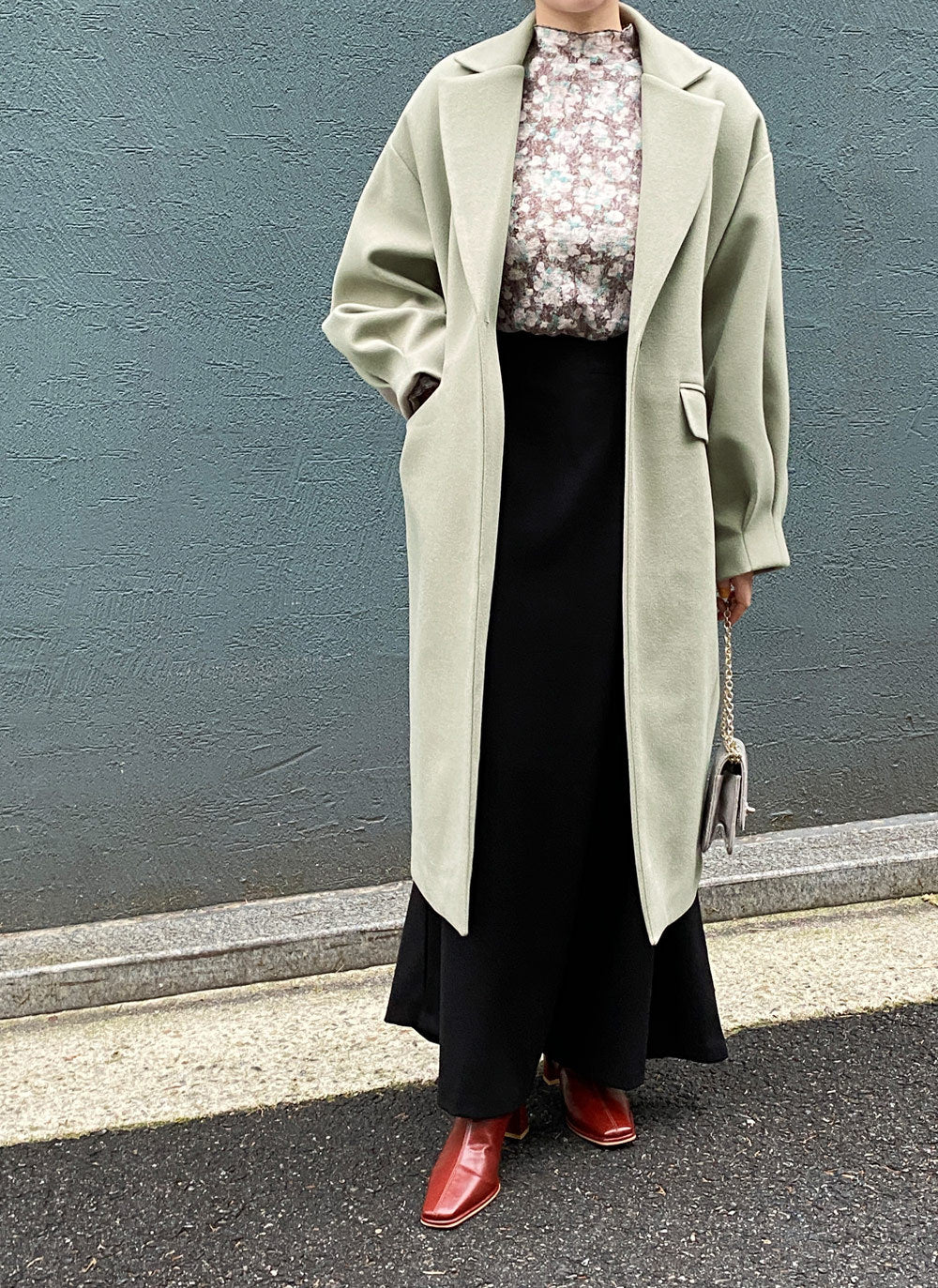 Women Longline Wool Blend Coat with boxy oversized fit and clean lapel Mune Fashion