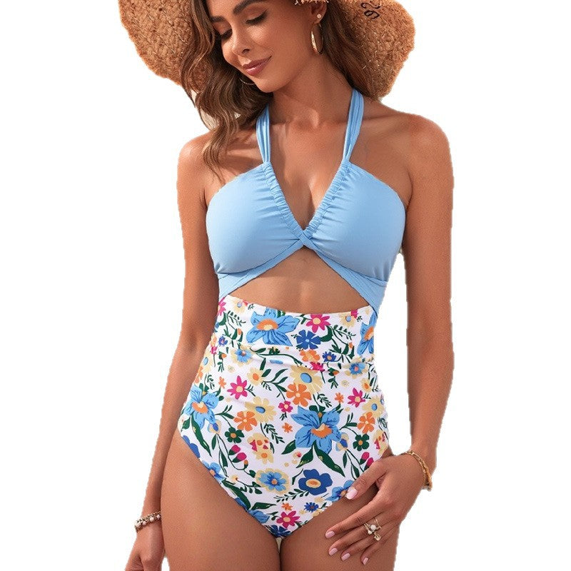 Women's One-Piece Swimsuit with Stylish Cut-Out and Elegant Wrap Look Mune Fashion