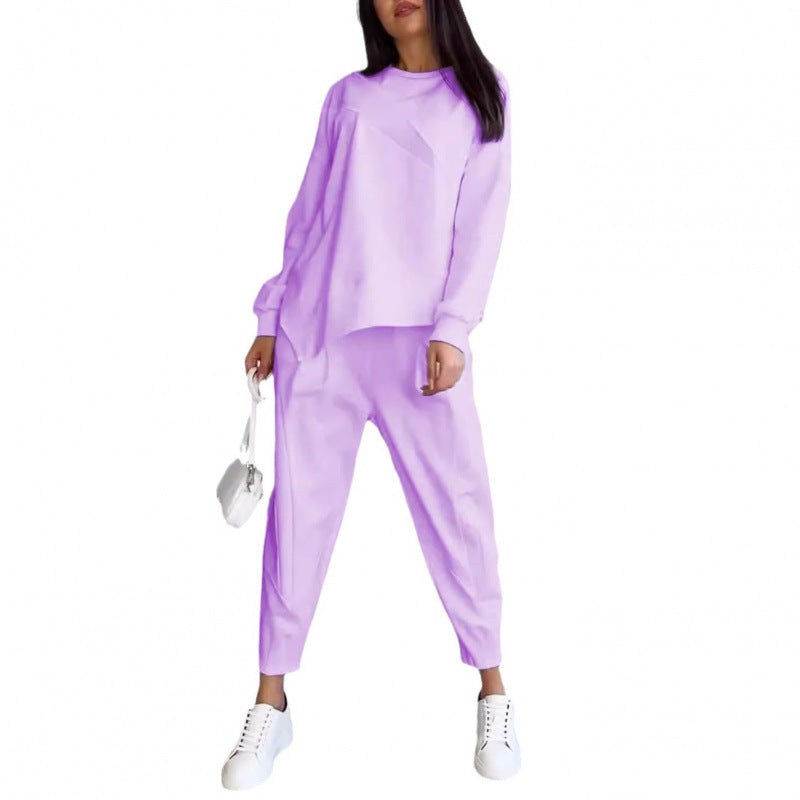 Women's Casual Two-Piece Lounge Set with Oversize Sweatshirt and Tailored Tapered Pants Mune Fashion