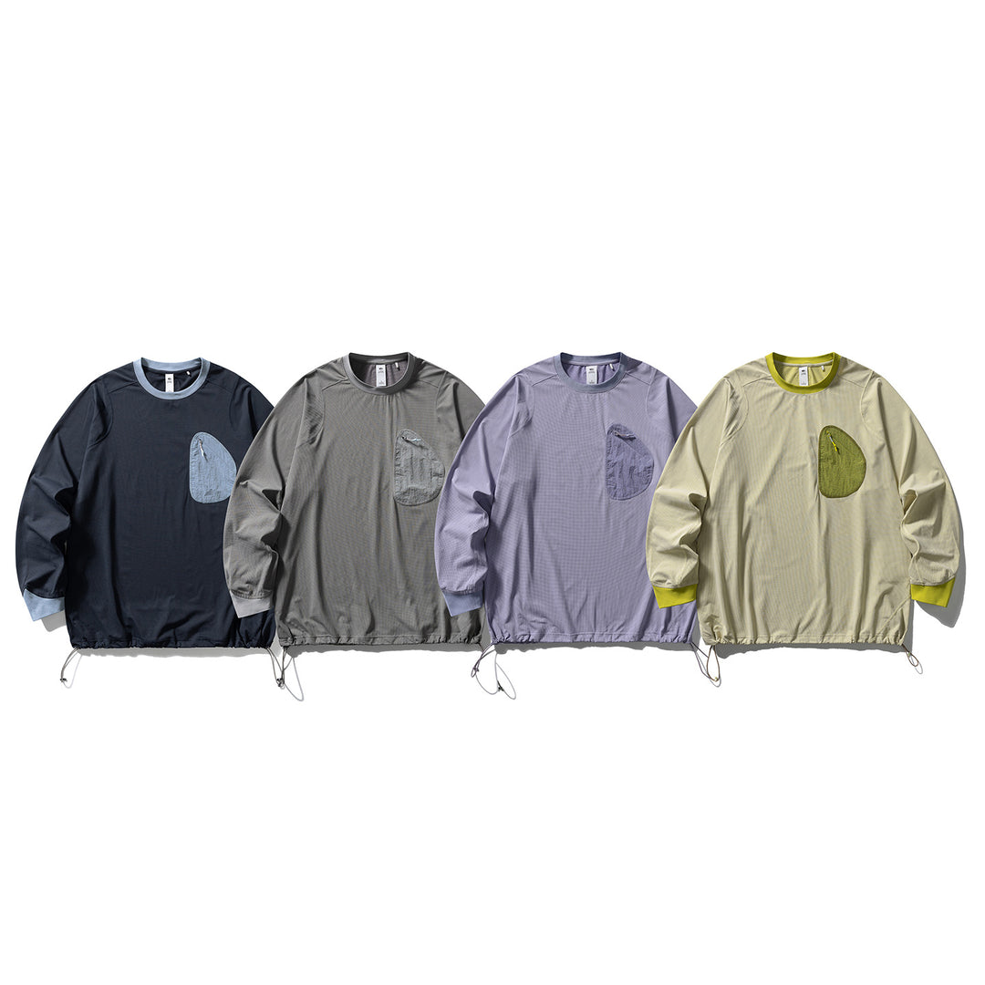Unisex Lightweight technical crew-neck pullover with chest zip pocket, drawstring hem and ribbed cuffs Mune Fashion