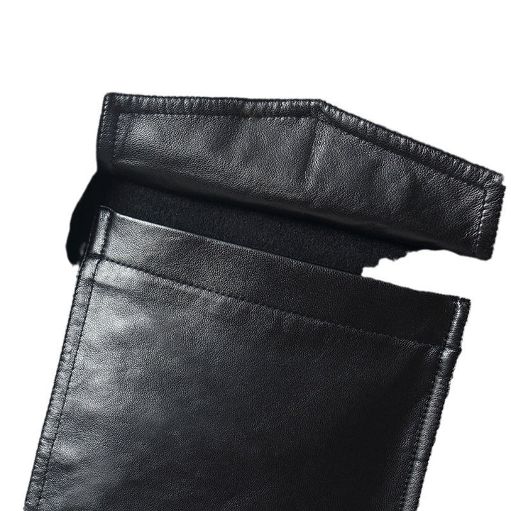 Men's Zip Woolblend Jacket with Leather Collar and Slim Silhouette Mune Fashion