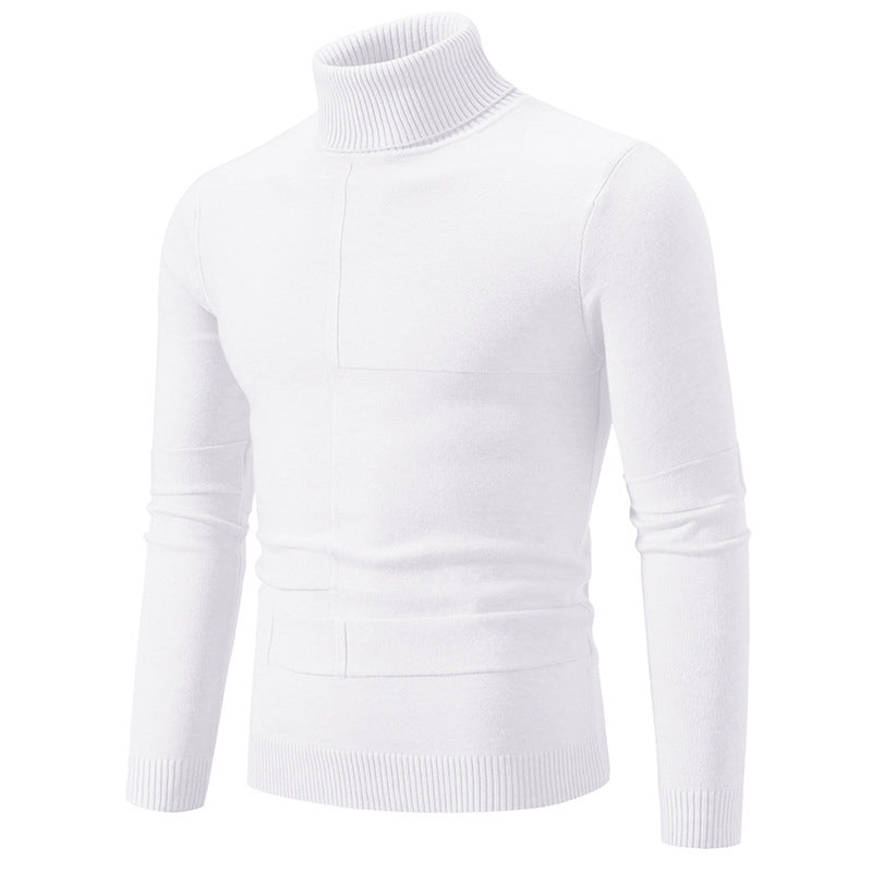 Men's fine turtleneck sweater with textured seams, slim-fit and ribbed cuffs Mune Fashion