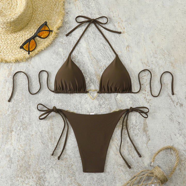 Women's triangle bikini with fashionable heart accents Mune Fashion
