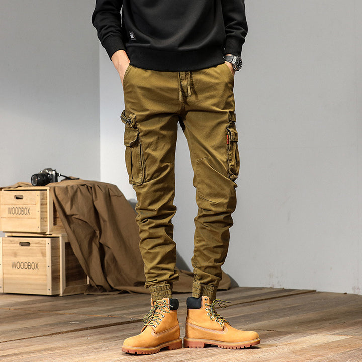 Men's Slim Utility Cargo Joggers made of Ripstop with Elastic Waistband, Drawstring, and Multiple Pockets Mune Fashion