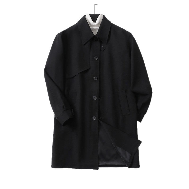 Men's Modern Water-Repellent Trench Coat with Concealed Button Placket and Fit Optimization Mune Fashion