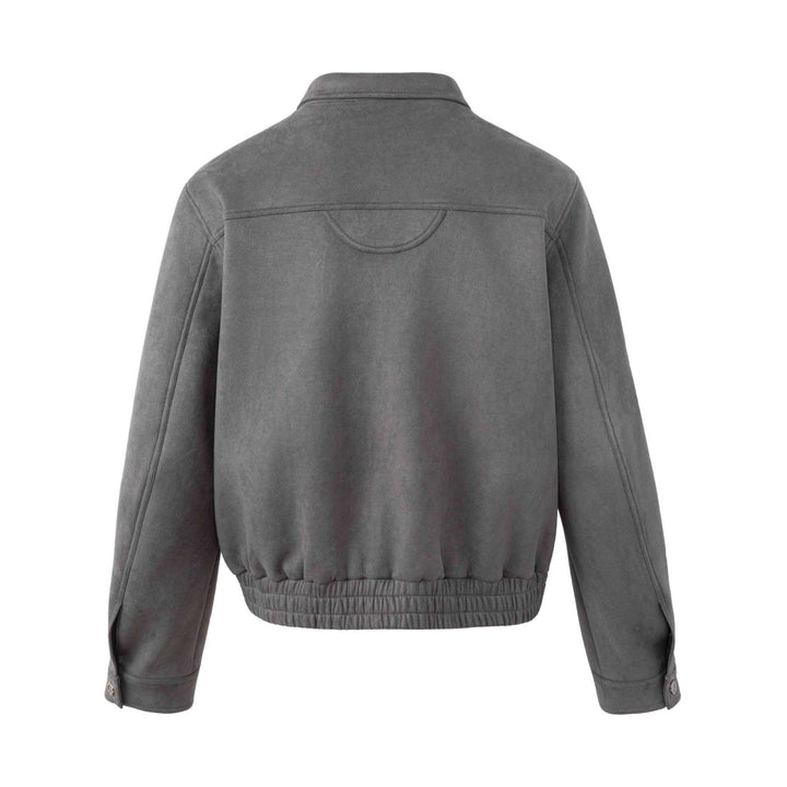 Men's short velour jacket with utility pockets, zippers, and high stand-up collar Mune Fashion