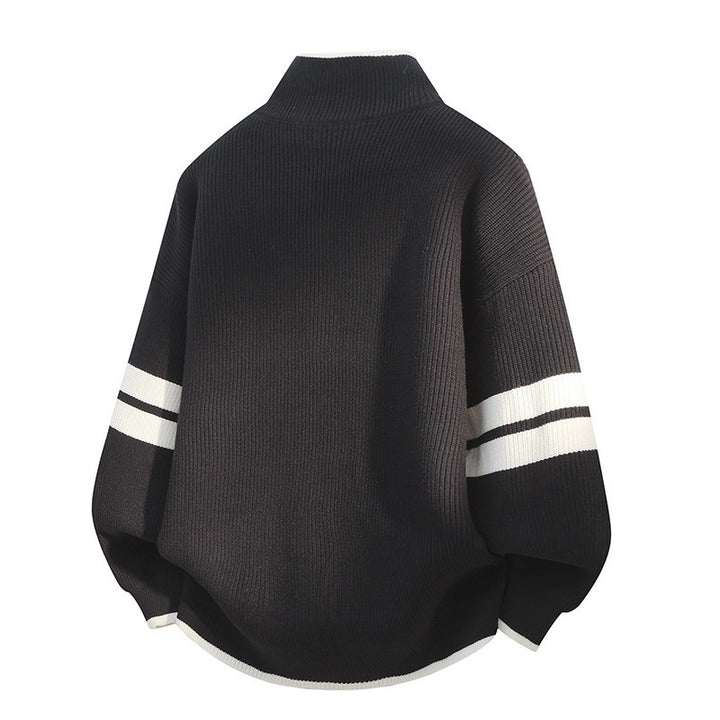 Unisex oversized knitted cardigan with zipper and stand-up collar Mune Fashion