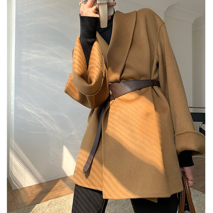 Ladies wrap jacket with waist belt Mune Fashion