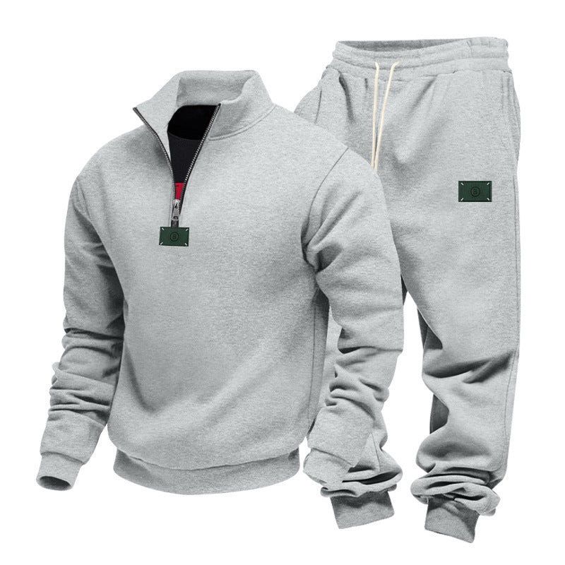 Men's comfortable half-zip sweat set with tapered joggers and elastic drawstring Mune Fashion
