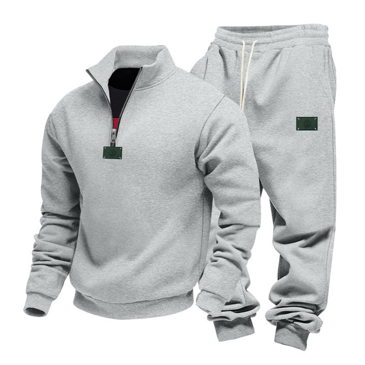 Men's comfortable half-zip sweat set with tapered joggers and elastic drawstring Mune Fashion