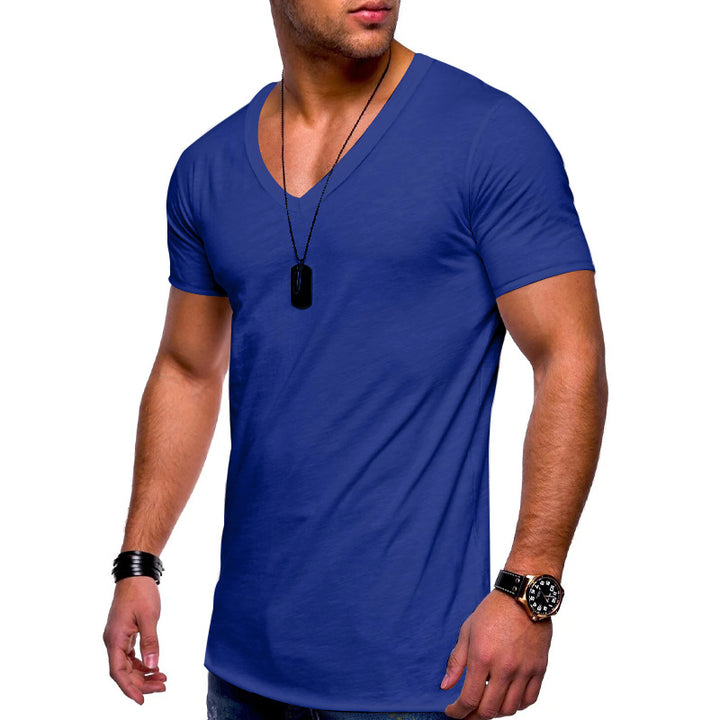 Men's V-neck T-shirt made of fine jersey with slim silhouette and flat seams Mune Fashion