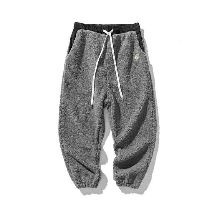 Men's Teddy Fleece Jogging Pants with Elastic Waistband, Drawstring, and Cuffs Mune Fashion