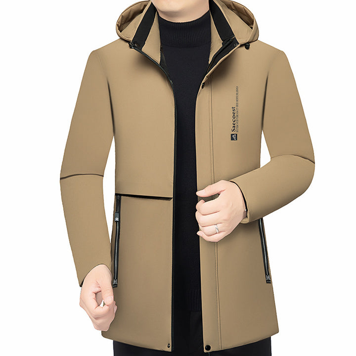 Men's padded stand-up collar jacket with water-repellent surface and zippered pockets Mune Fashion