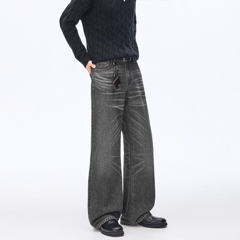 Men's Extra Wide Vintage Denim Baggy Jeans with Low Crotch and Extended Hem Mune Fashion