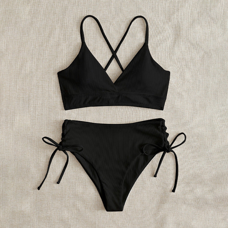 Women's High-Waisted Bikini with Adjustable Lacing Details Mune Fashion