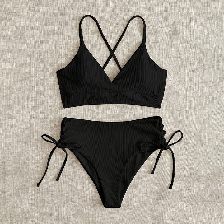 Women's High-Waisted Bikini with Adjustable Lacing Details Mune Fashion