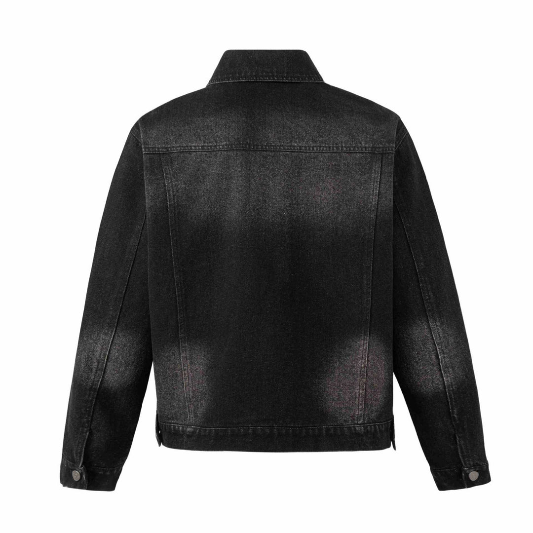 Men's denim jacket with eyelet details, utility seams, and adjustable hem Mune Fashion