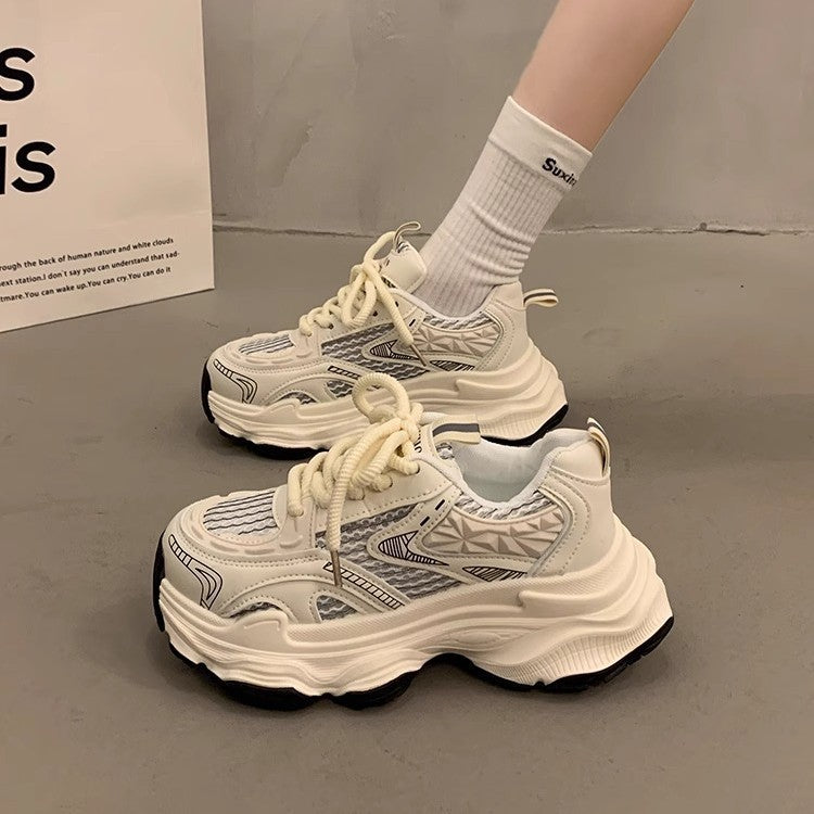 Women's Sporty Chunky Sneakers with Breathable Surface and Cushioning Sole Mune Fashion