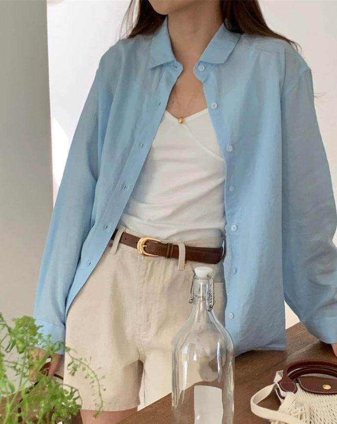 Women's Casual Oversized Shirt Blouse with Boxy Silhouette and Roll-Up Sleeves Mune Fashion