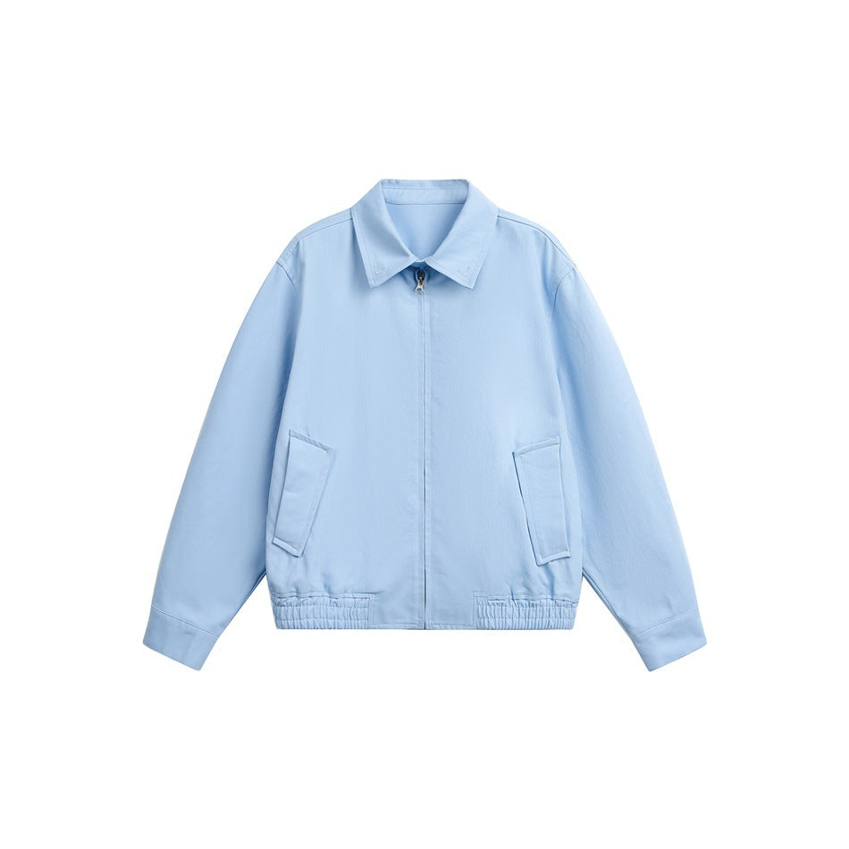 Unisex Light Boxy Blouson Jacket with Shirt Collar and Concealed Zipper Mune Fashion