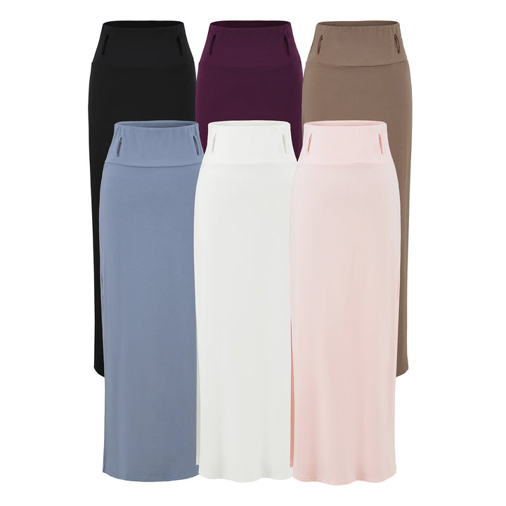 Women's Maxi Pencil Skirt made of stretch jersey with high fold-over waistband Mune Fashion