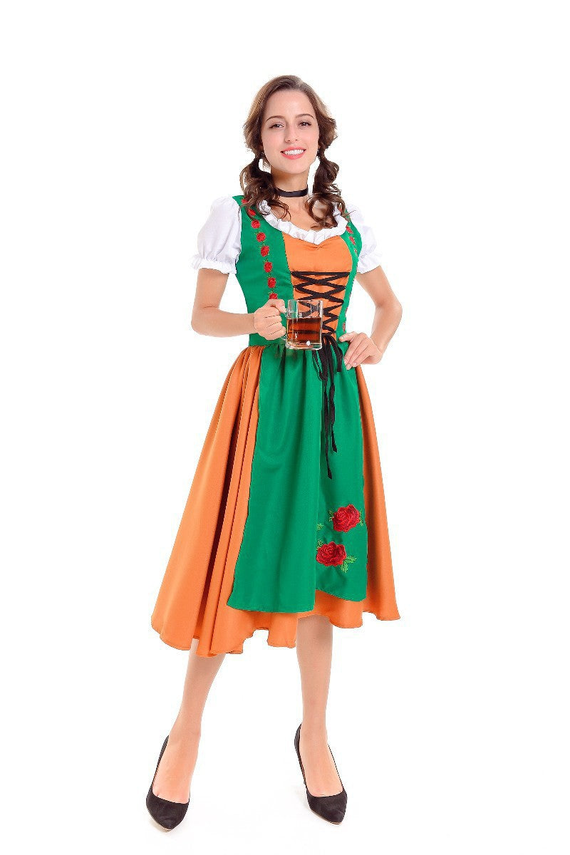 Ladies traditional Dirndl dress with apron and laced bodice Mune Fashion