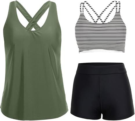 Women's sporty tankini set with floral top and shorts Mune Fashion
