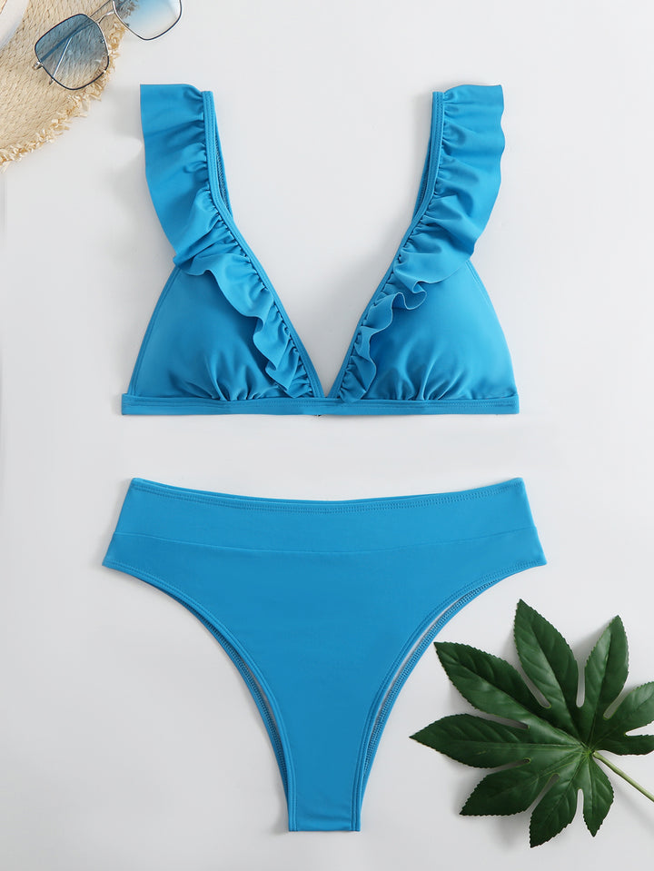 Women's Refined Triangle Bikini Set with Ruffle Details Mune Fashion