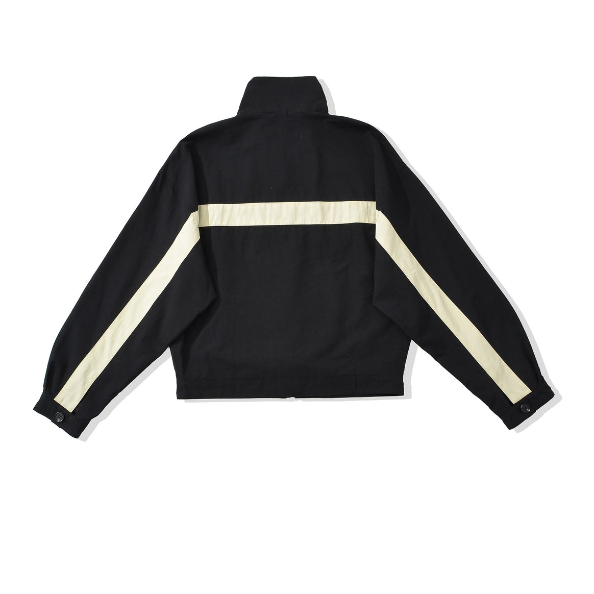 Women Cropped Oversize Training Jacket with Stand-up Collar and Contrast Stripes Mune Fashion