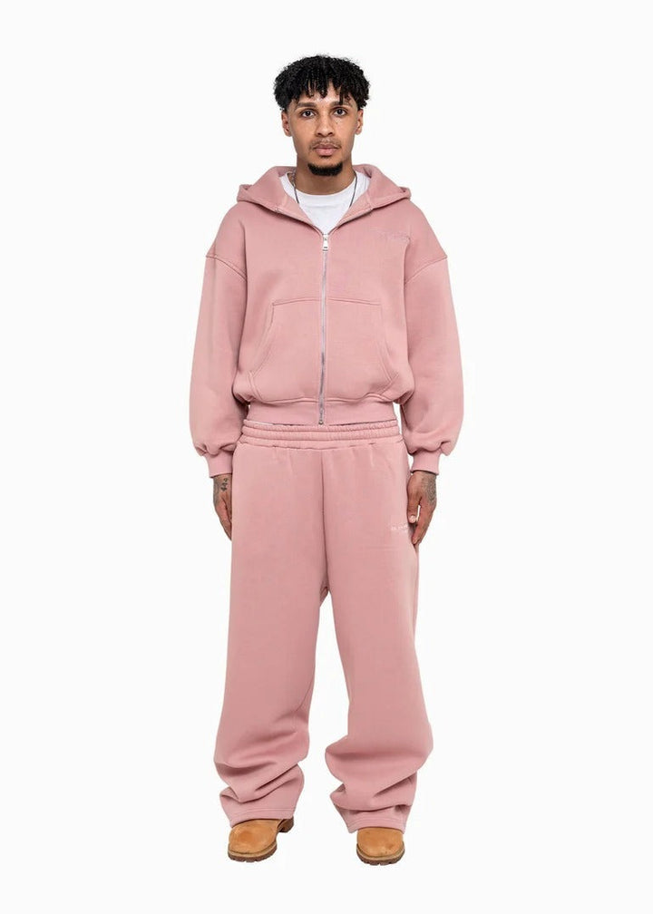 Men's casual zip-up hoodie and palazzo pants set with dropped-shoulder silhouette Mune Fashion