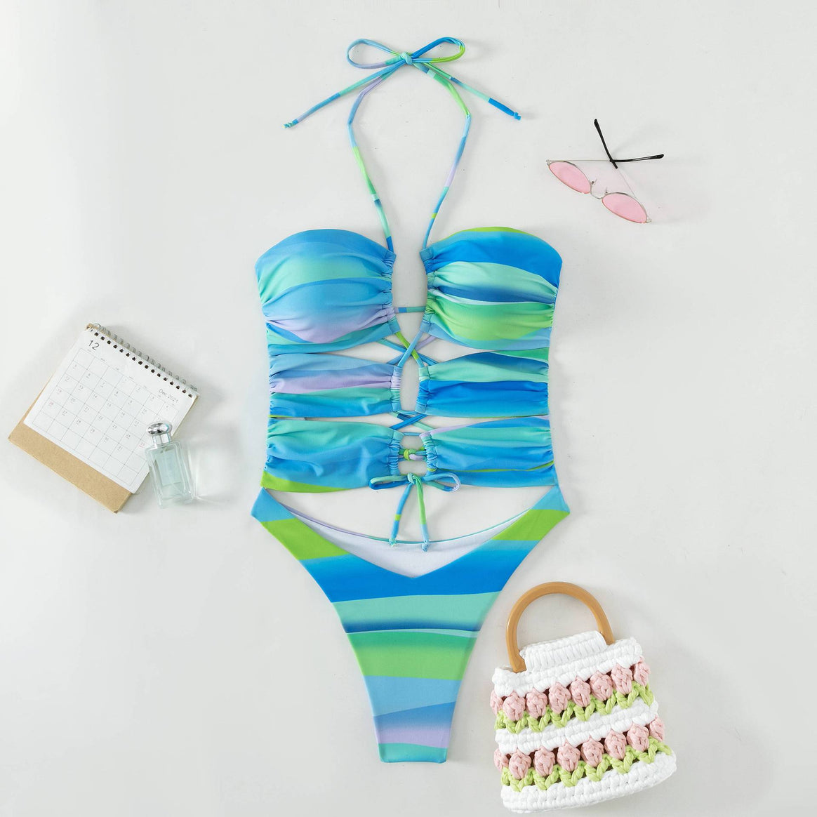 Women's Cut-Out Swimsuit with Gathered Detail and Trend Colors Mune Fashion