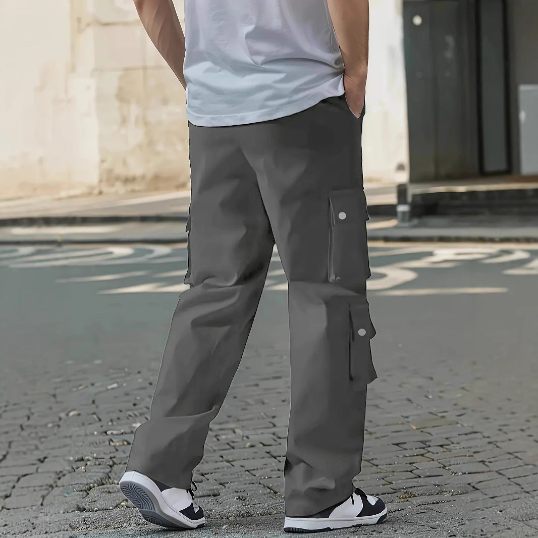 Men's Loose Fit Cargo Pants with Multiple Flap and Utility Pockets & Drawstring Waist Mune Fashion