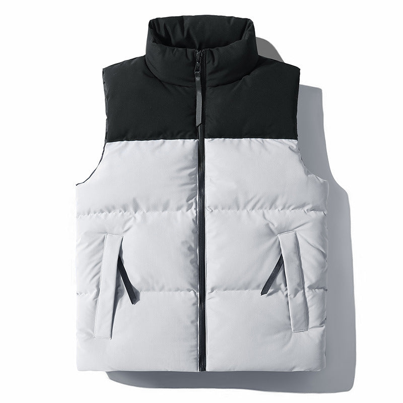 Men's Quilted Thermal Padded Vest with High Collar and Windproof Shoulder Yoke Mune Fashion