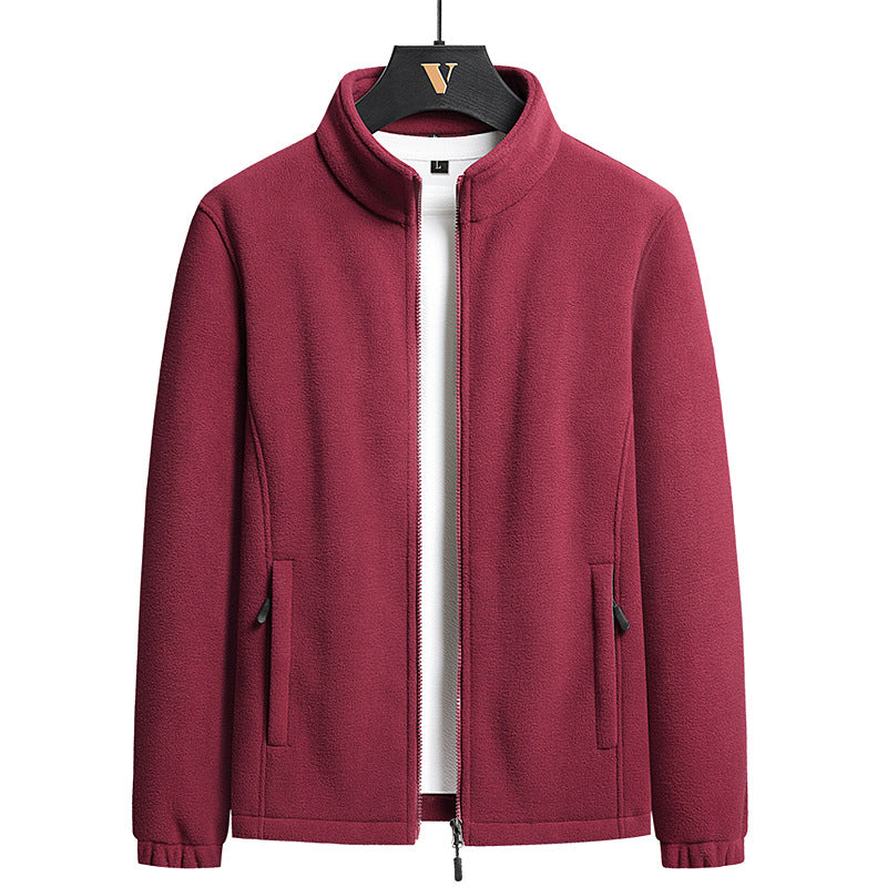 Men's nano minimalist microfleece cardigan with stand-up collar, two-way zipper and elastic cuffs Mune Fashion