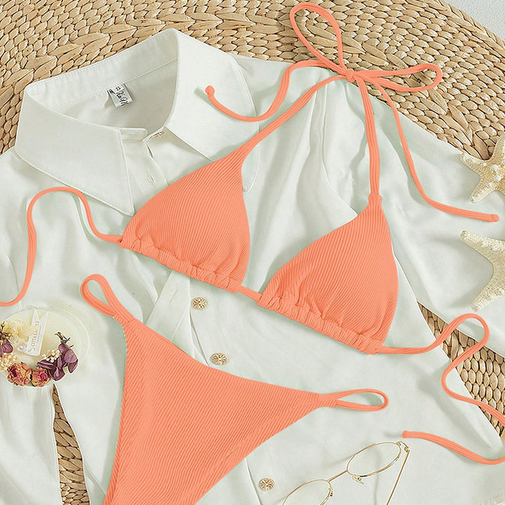 Ladies Triangular Bikini with fine ribbed effects and customizable fit Mune Fashion