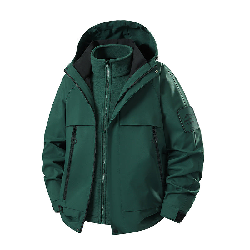 Men's multifunctional waterproof softshell rain jacket with removable fleece inner jacket Mune Fashion